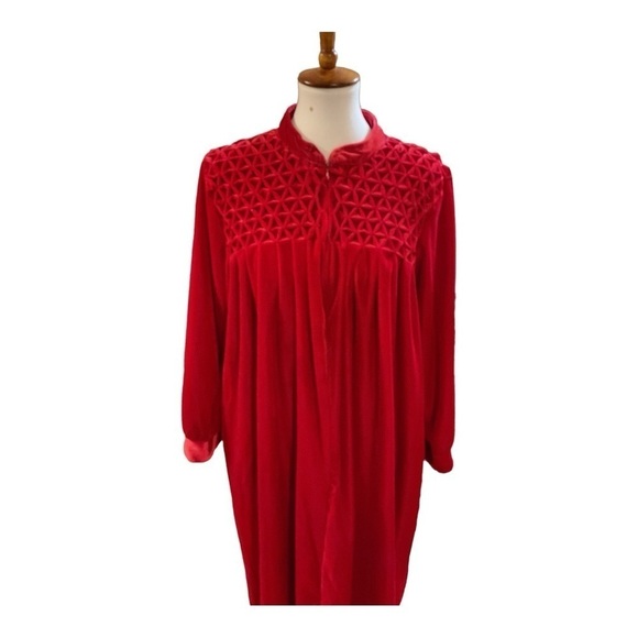 Comfort Choice Red Soft Full Length Vintage Housecoat Size 1X - Picture 2 of 7